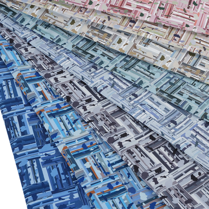 100D*40S Kapas Sutera Sejuk Abstrak Positif dan Fabrik Percetakan Digital Blok Negatif