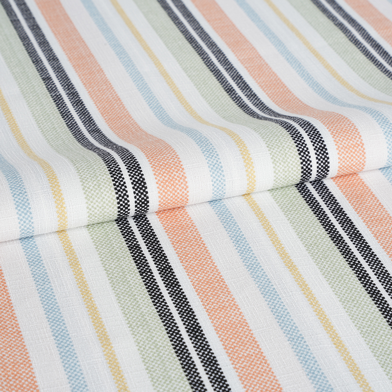 75D False Twist Silk Bamboo Orchid Orange and Black Stripe Printing Fabric